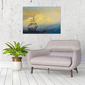 Tablou - Pictură barcă pe mare (70x50 cm)