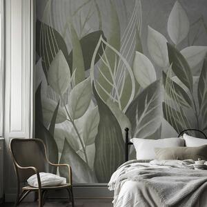 Tapet Frunze abstracte în nuanțe de gri-verde, Imagini de fundal unice, w05148v1 : Uwalls.ro
