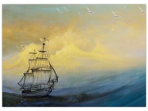 Tablou - Pictură barcă pe mare (70x50 cm)