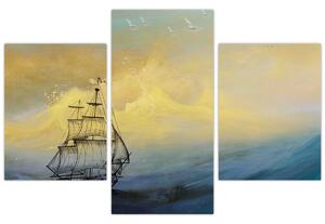 Tablou - Pictură barcă pe mare (90x60 cm)
