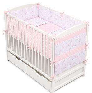 Lenjerie patut bebe 120x60 cm Kidizi Fairy Clouds 6 piese – aparatori laterale integrale matlasate, organizator textil cu buzunare