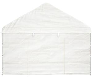 Foișor cu acoperiș, alb, 4,08x2,23x3,22 m, polietilenă