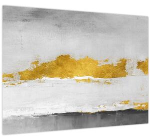 Tablou - Mișcări aurii și gri (70x50 cm)