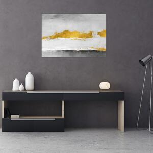 Tablou - Mișcări aurii și gri (90x60 cm)