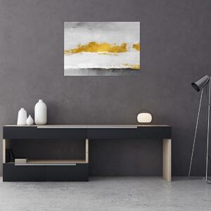 Tablou - Mișcări aurii și gri (70x50 cm)