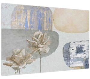 Tablou - Pictură flori și texturi (90x60 cm)