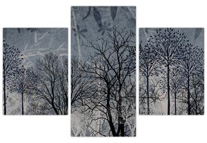 Tablou - Siluetă copac și frunze (90x60 cm)