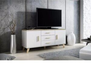 Comoda TV LOTTA, alb/stejar sonoma, PAL, 150x45x69 cm