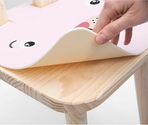 Scăunel din lemn de pin pentru copii Little Nice Things Bunny, roz