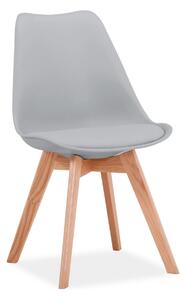 Scaun tapitat Kris, gri deschis/stejar, piele ecologica/lemn, 49X43X83
