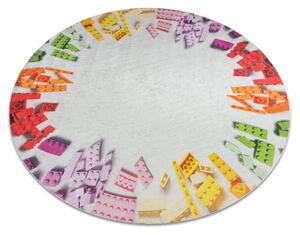 BAMBINO 38480 rotund covor lavabil Kit de construcție pentru copii anti-alunecare - gri / galben