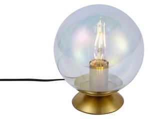 Lampă de masă Art Deco alamă cu sticlă fum curcubeu - Pallon