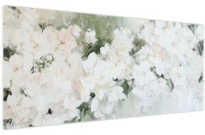Tablou - Abstracție de Flori Albe (120x50 cm)