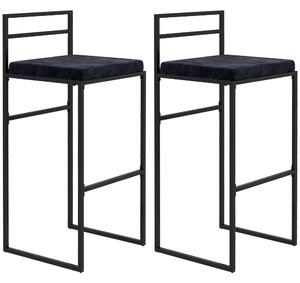 HOMCOM Lot de 2 taburete de bar taburete înalte pernă de șezut din catifea suport pentru picioare înălțime 74 cm negru | Aosom Romania