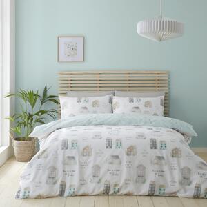 Lenjerie de pat albă/verde-deschis pentru pat de o persoană 135x200 cm Home Sweet Home – Catherine Lansfield