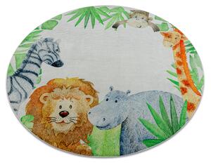 BAMBINO 54090 rotund covor lavabil Animale, Africa pentru copii anti-alunecare - alb / verde