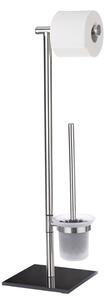 Perie WC cu suport hartie igienica Lima, Argintiu, 69x23,5x20 cm, Wenko