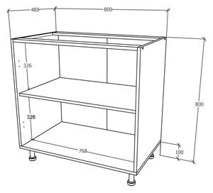 Corp haaus Karo, 2 Usi, Gri Lucios/Alb, MDF, 80 x 50 x 80 cm
