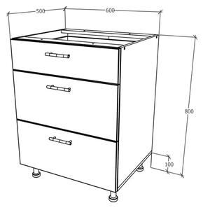 Corp haaus Karo, 3 Sertare, Antracit/Alb, 60 x 50 x 80 cm