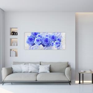 Tablou - Trandafiri albaștri (120x50 cm)
