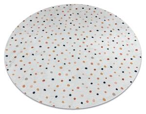 BAMBINO 47890 rotund covor lavabil Puncte pentru copii anti-alunecare - alb / maro