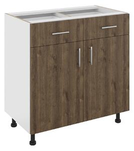 Corp haaus Karo, 2 Sertare, 2 Usi, Stejar Bronz/Alb, 80 x 50 x 80 cm