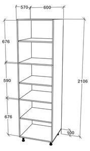 Corp haaus Karo, 2 Usi, cu spatiu cuptor, Antracit/Alb, 60 x 57 x 210 cm