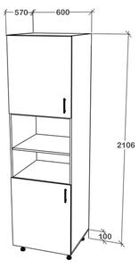 Corp haaus Karo, 2 Usi, cu spatiu cuptor, Antracit/Alb, 60 x 57 x 210 cm