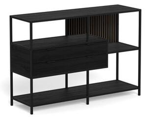 Biblioteca Seaford V2, Negru, 78x114x35 cm