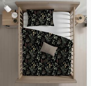 Lenjerie de pat pentru patut din bumbac Renforce FLORWELLA negru Dimensiune lenjerie de pat: 45 x 65 cm | 90 x 140 cm
