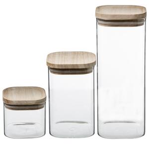 Recipiente din sticlă pentru alimente, decorative cu capac din lemn