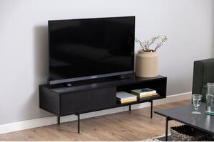 Masă TV neagră cu aspect de lemn de frasin 140x45 cm Angus – Actona