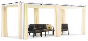 Barbados 3x6 m patio pergola cu perdele Garden Point alb și bej