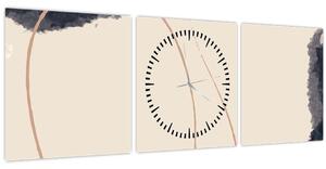 Tablou - Abstractizare bej (cu ceas) (90x30 cm)