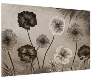 Tablou - Flori desenate (90x60 cm)