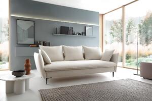 Canapea ~ISALDA~ extensibilă cu ladă de depozitare, material țesătură, culoare crem, 237 cm lungime