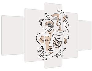 Tablou - Line art facials (150x105 cm)