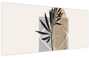 Tablou - Abstracție cu frunze tropicale N⁰1 (120x50 cm)