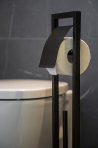 Suport pentru hârtia de toaletă cu baza din bambus Wenko, negru