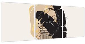 Tablou - Abstracție cu frunze tropicale N⁰4 (cu ceas) (90x30 cm)