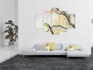 Tablou - Pasăre în copac,acuarelă (150x105 cm)
