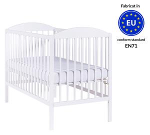 Patut din lemn masiv 120x60 cm Kidizi Orella alb, reglabil pe 3 nivele, certificat EN71