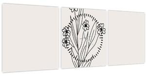 Tablou - Floare de pajiște N⁰1 (cu ceas) (90x30 cm)