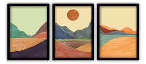 Set 3 tablouri cu ramă neagră Vavien Artwork Sunrise, 35 x 45 cm