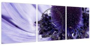 Tablou - Floare mov (cu ceas) (90x30 cm)