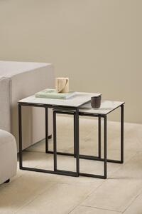 Set 2 piese Masute de cafea Katrine, Alb, 55x50x50 cm