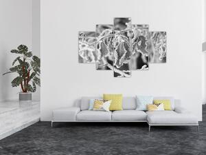 Tablou - Frunze înghețate,alb-negru (150x105 cm)