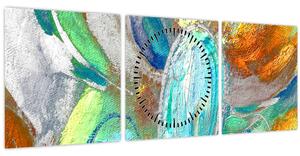 Tablou - Abstract colorat (cu ceas) (90x30 cm)