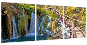 Tablou - Intrare in cascade (cu ceas) (90x30 cm)