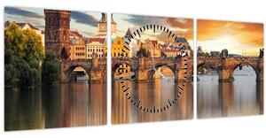 Tablou - Praga (cu ceas) (90x30 cm)